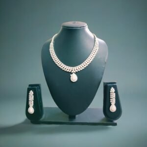 Elegant White Stone Bridal Necklace Set with Earrings